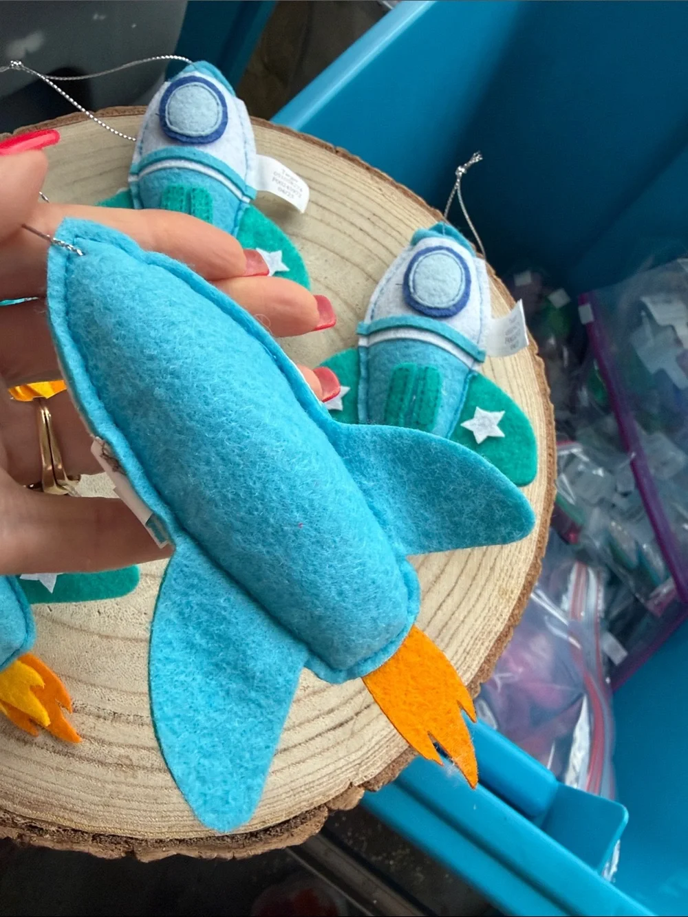 NWT Spaceship Felt Ornaments set of 5 lots of detail fun on packages too